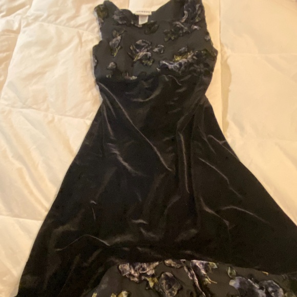 George Other - Black velvet w/sheer bodice ruffle bottom dress